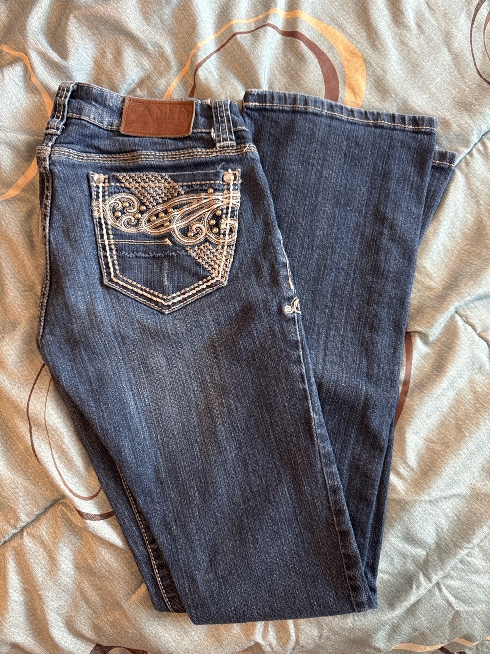 Adiktd Dark Blue Bootcut Jeans with Embroidered Pocket